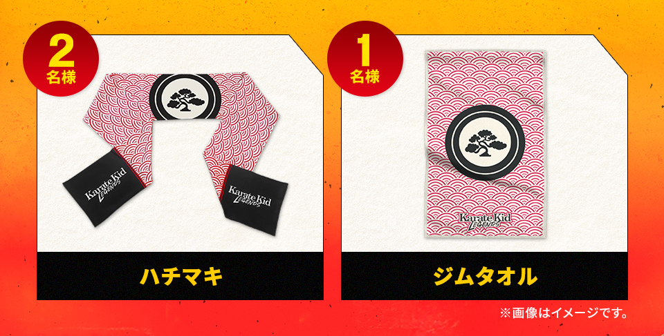 賞品：ハチマキ 2名様　賞品：ジムタオル 1名様　※画像はイメージです。