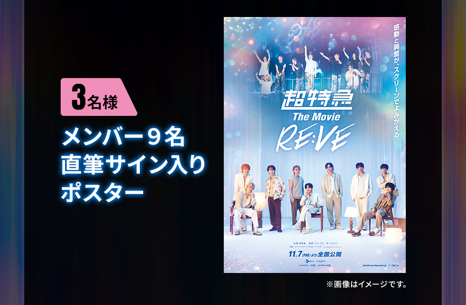 賞品:メンバー9名直筆サイン入りポスター 3名様 ※画像はイメージです。