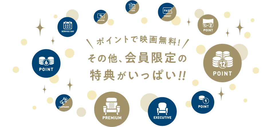 ポイントで映画無料！その他、会員限定の特典がいっぱい！！